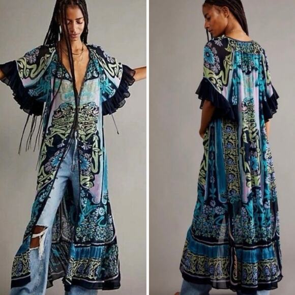 Free People Back To Barcelona Kaftan Dress - Picture 1 of 10